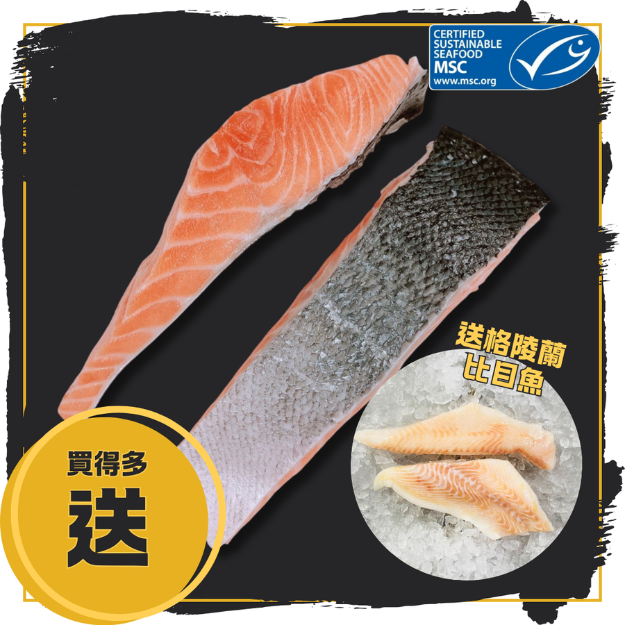 【多買多送】急凍挪威三文魚柳扒 (有皮)